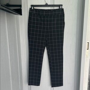 LOFT Checkered Pants Black and Pink Ankle Length Size 0 EUC